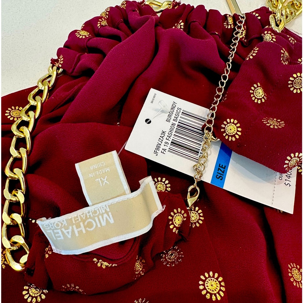 Michael Kors NWT Burgundy and Gold party dress Sz XL